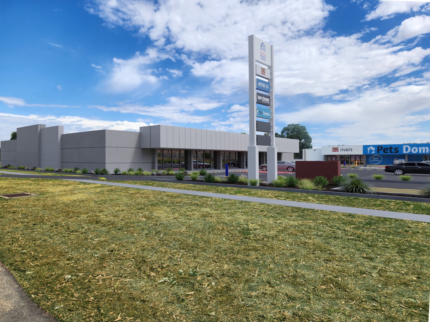 Benalla Homemaker Centre entrance with pylon signage