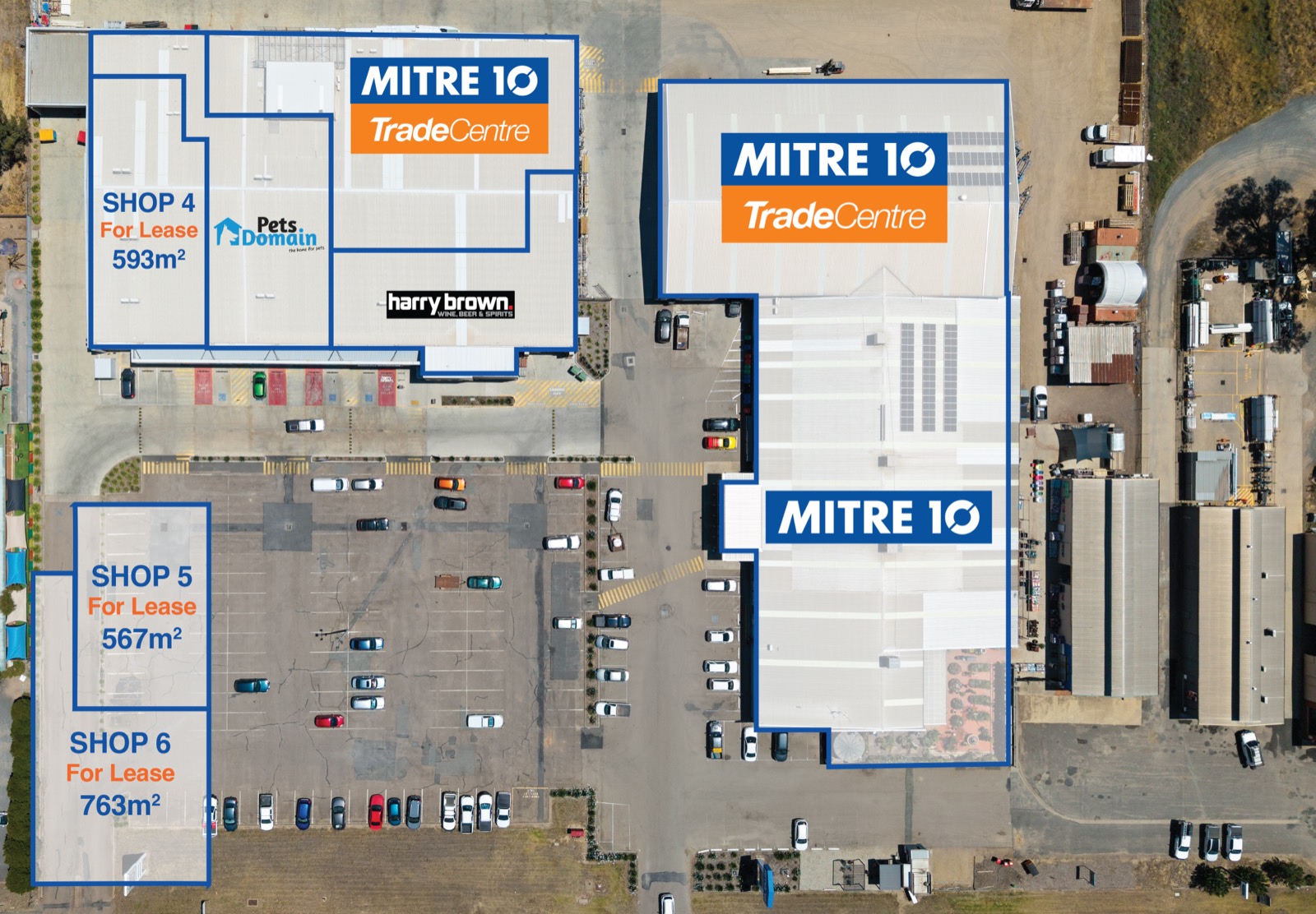 Site plan of Benalla Homemaker Centre showing tenant layout and available retail spaces